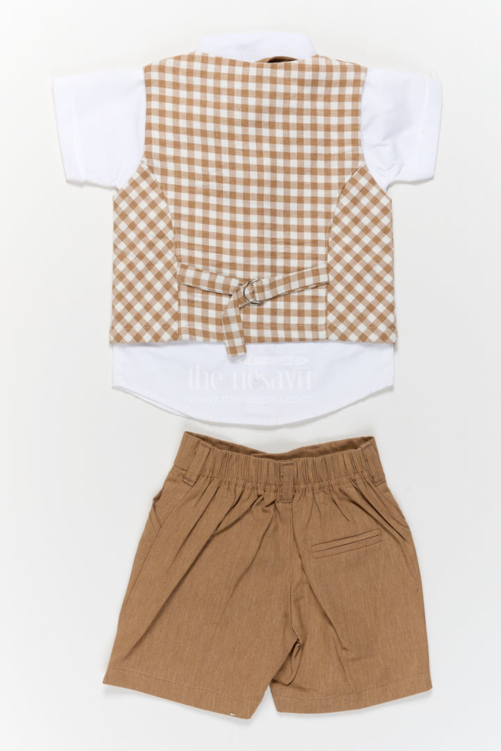 Boys Waistcoat Set for Celebrations with Brown Gingham Tailoring