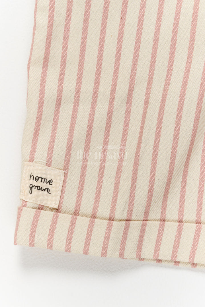 Boys Cotton Shirt and Shorts Set with Striped Detailing in Pink