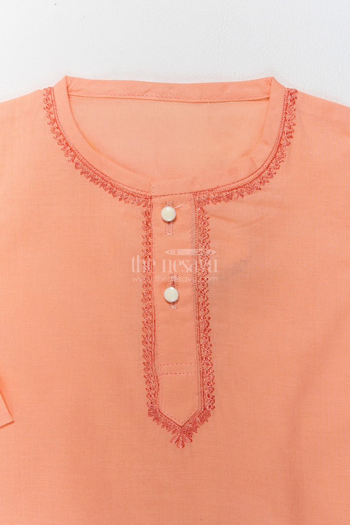 Boys Festive Kurta Set in Orange for Celebrations and Photos