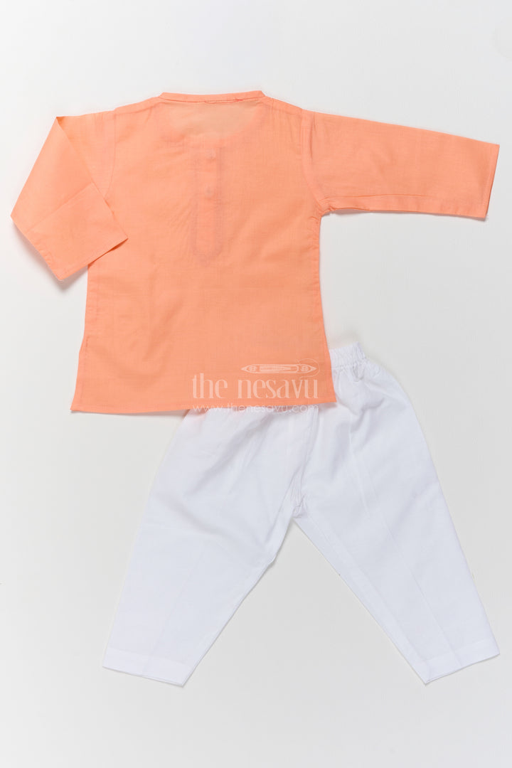 Boys Festive Kurta Set in Orange for Celebrations and Photos