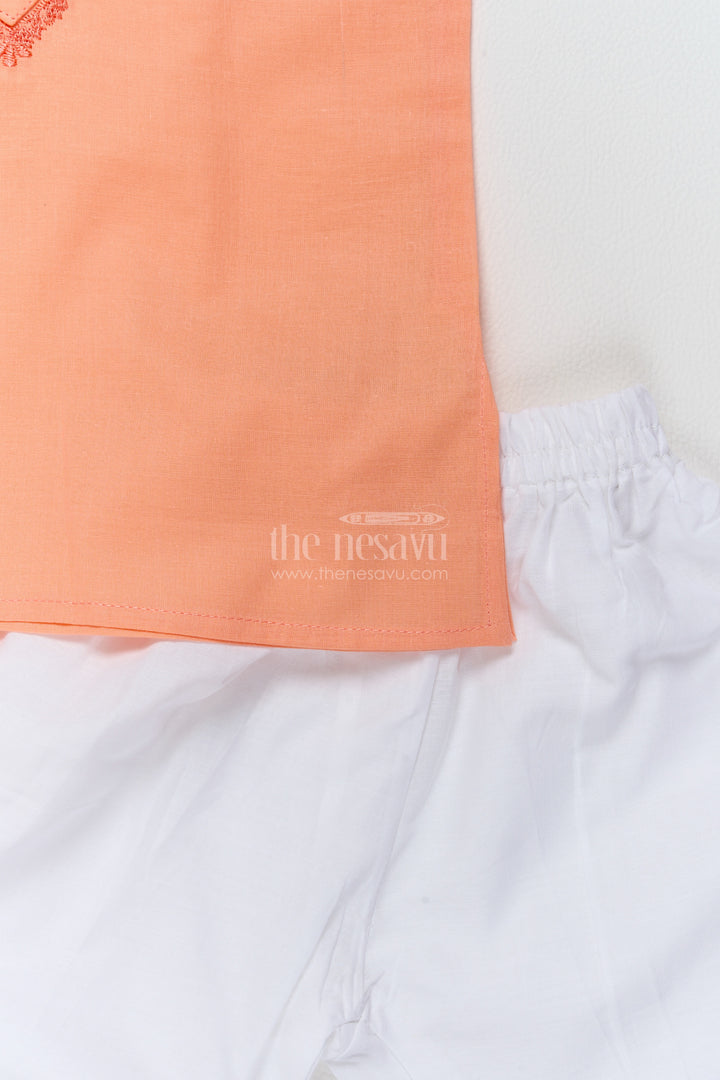 Boys Festive Kurta Set in Orange for Celebrations and Photos