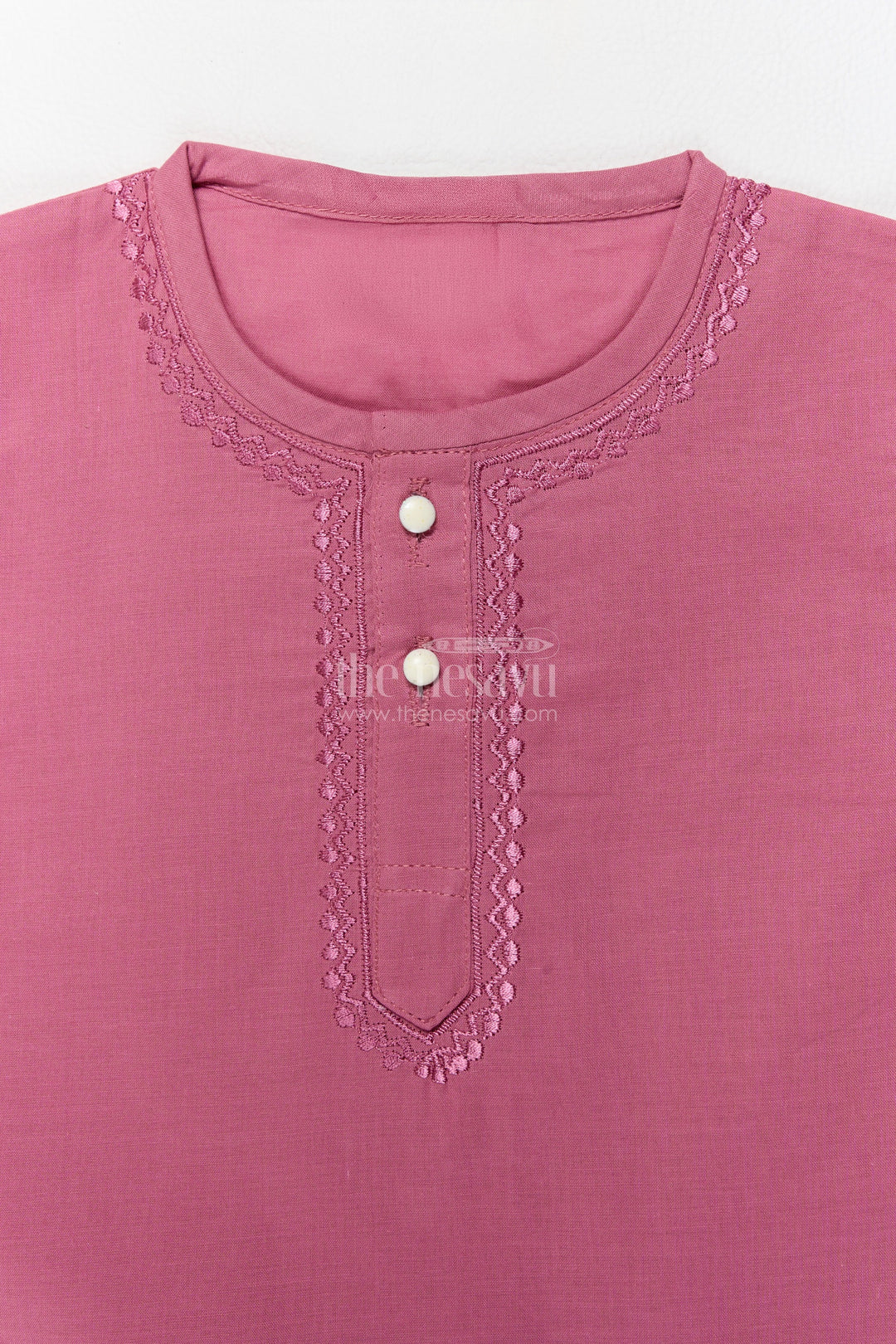 Boys Kurta Pajama Set in Pink with Smart Tailoring