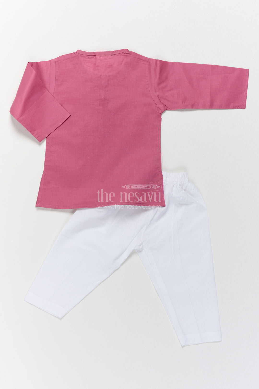 Boys Kurta Pajama Set in Pink with Smart Tailoring
