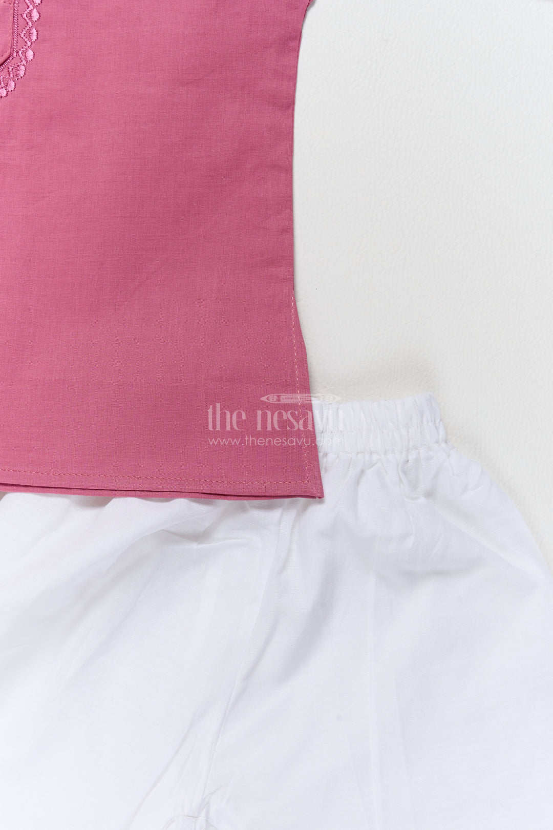 Boys Kurta Pajama Set in Pink with Smart Tailoring