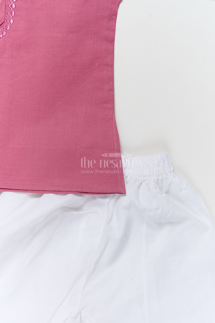Boys Kurta Pajama Set in Pink with Smart Tailoring