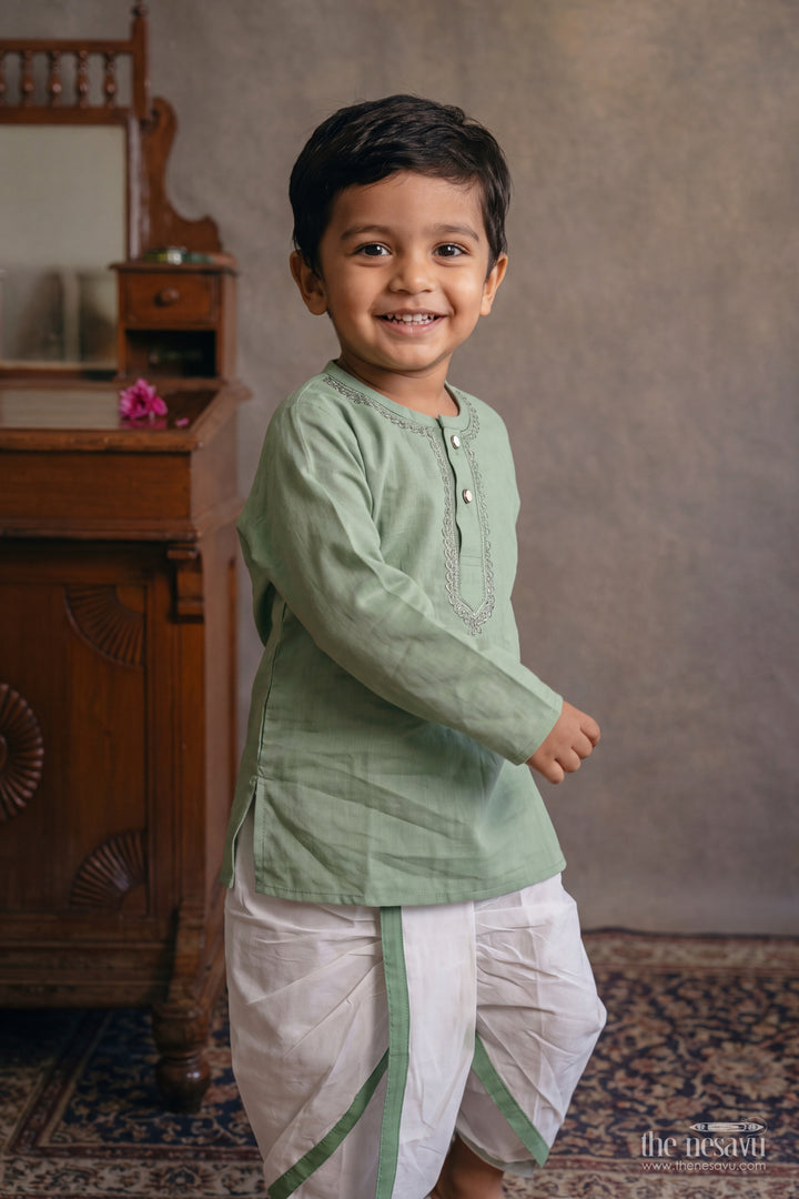Boys Dhoti Kurta Set with Smart Tailoring for Family Functions