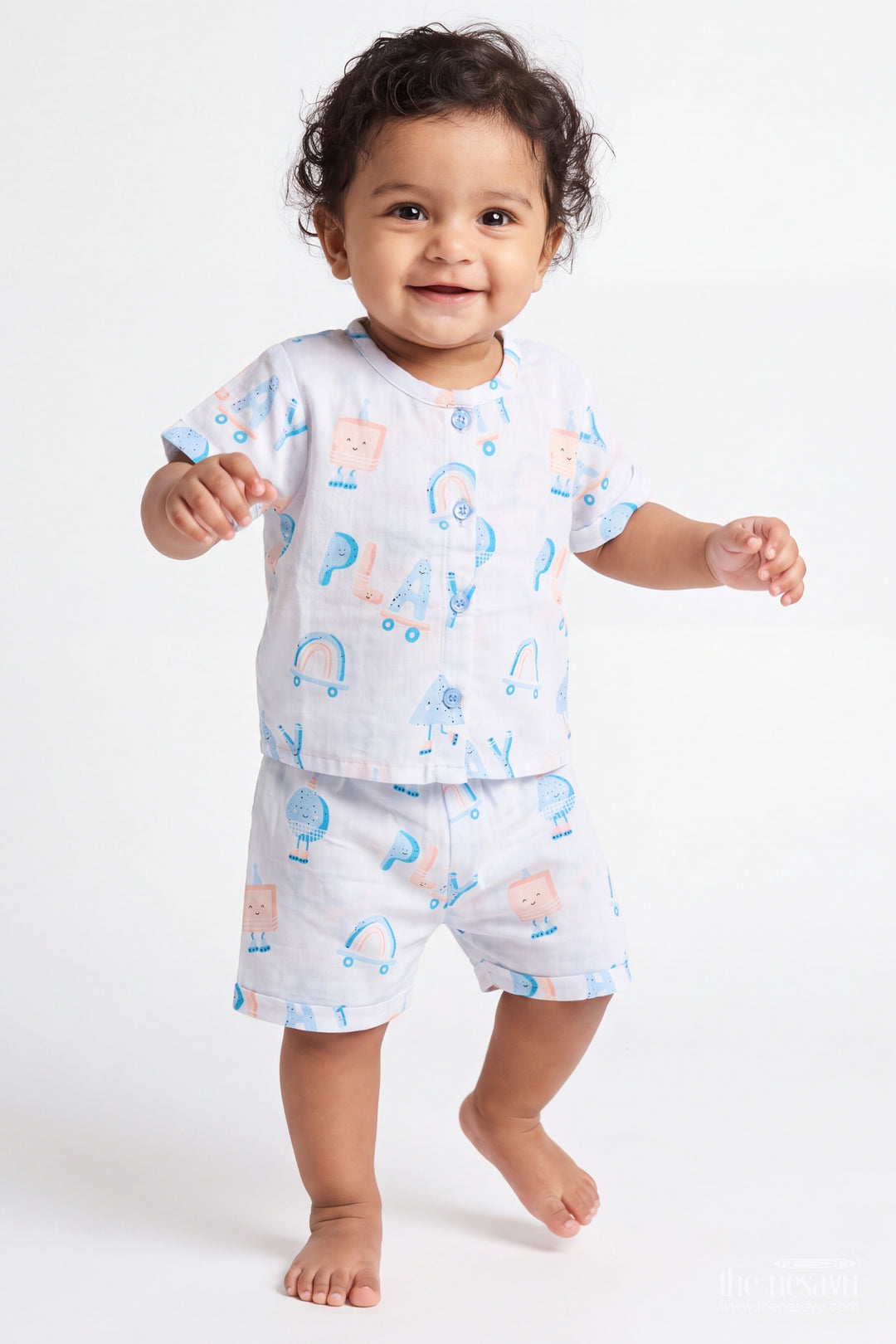 Baby Cotton Set in Blue with an Occasion Ready Finish