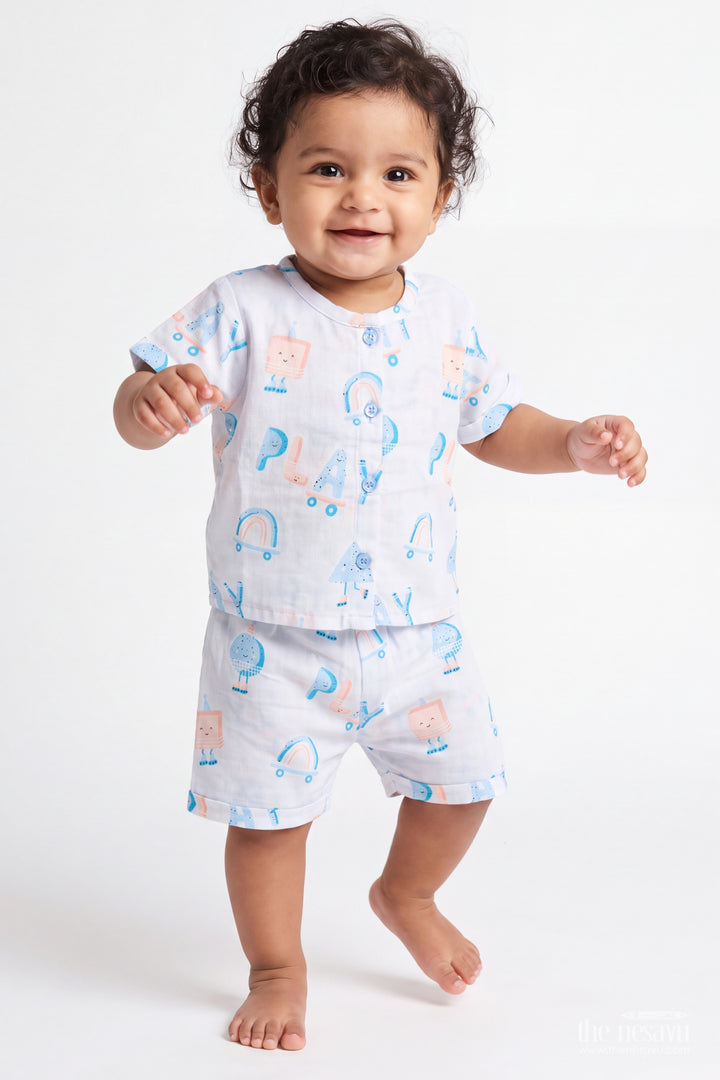 Baby Cotton Set in Blue with an Occasion Ready Finish