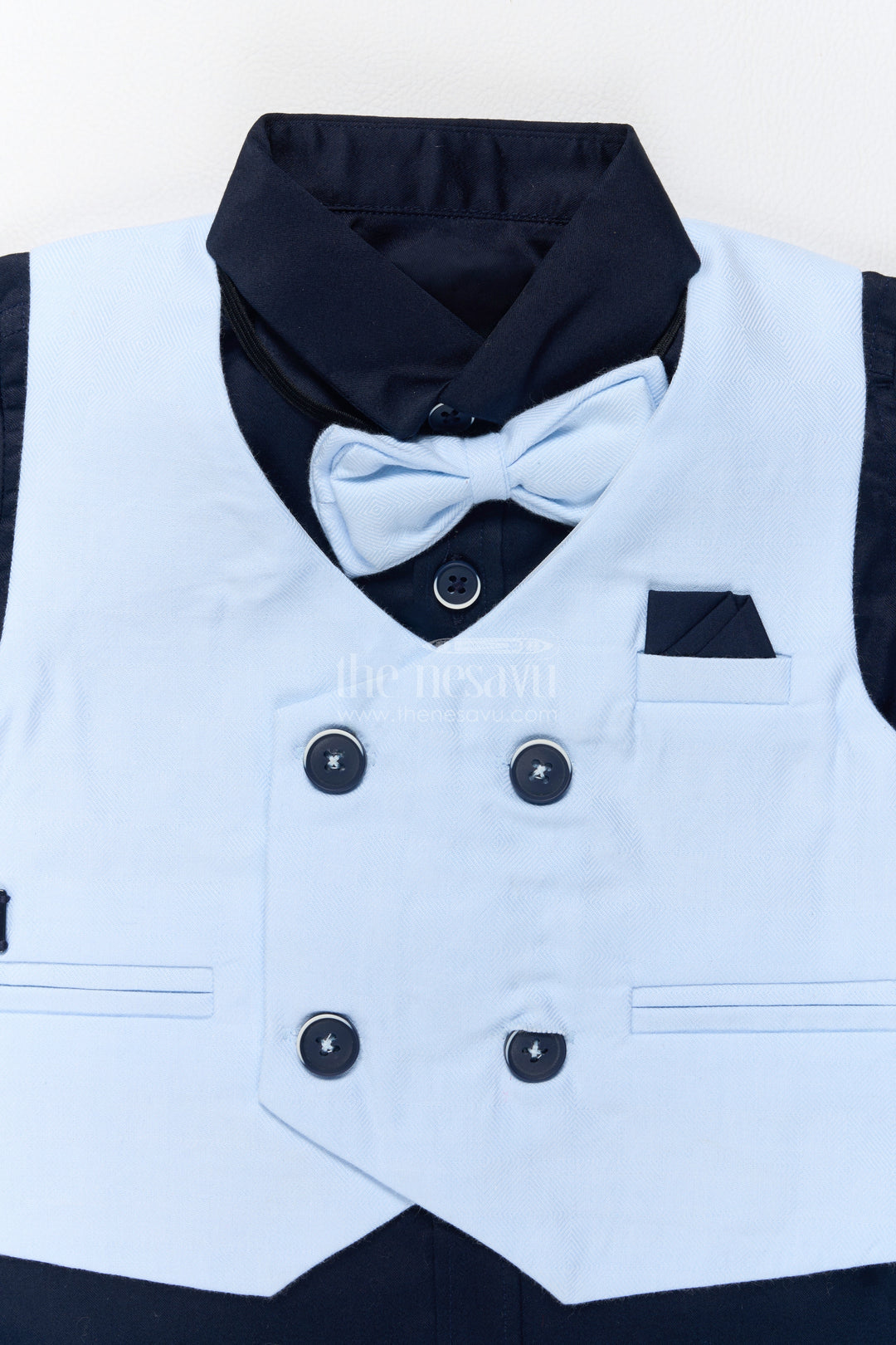 Boys Nehru Jacket Set in Blue with Smart Tailoring