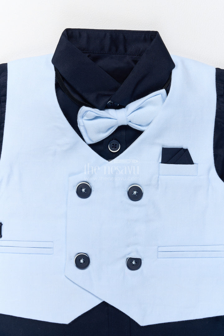 Boys Nehru Jacket Set in Blue with Smart Tailoring