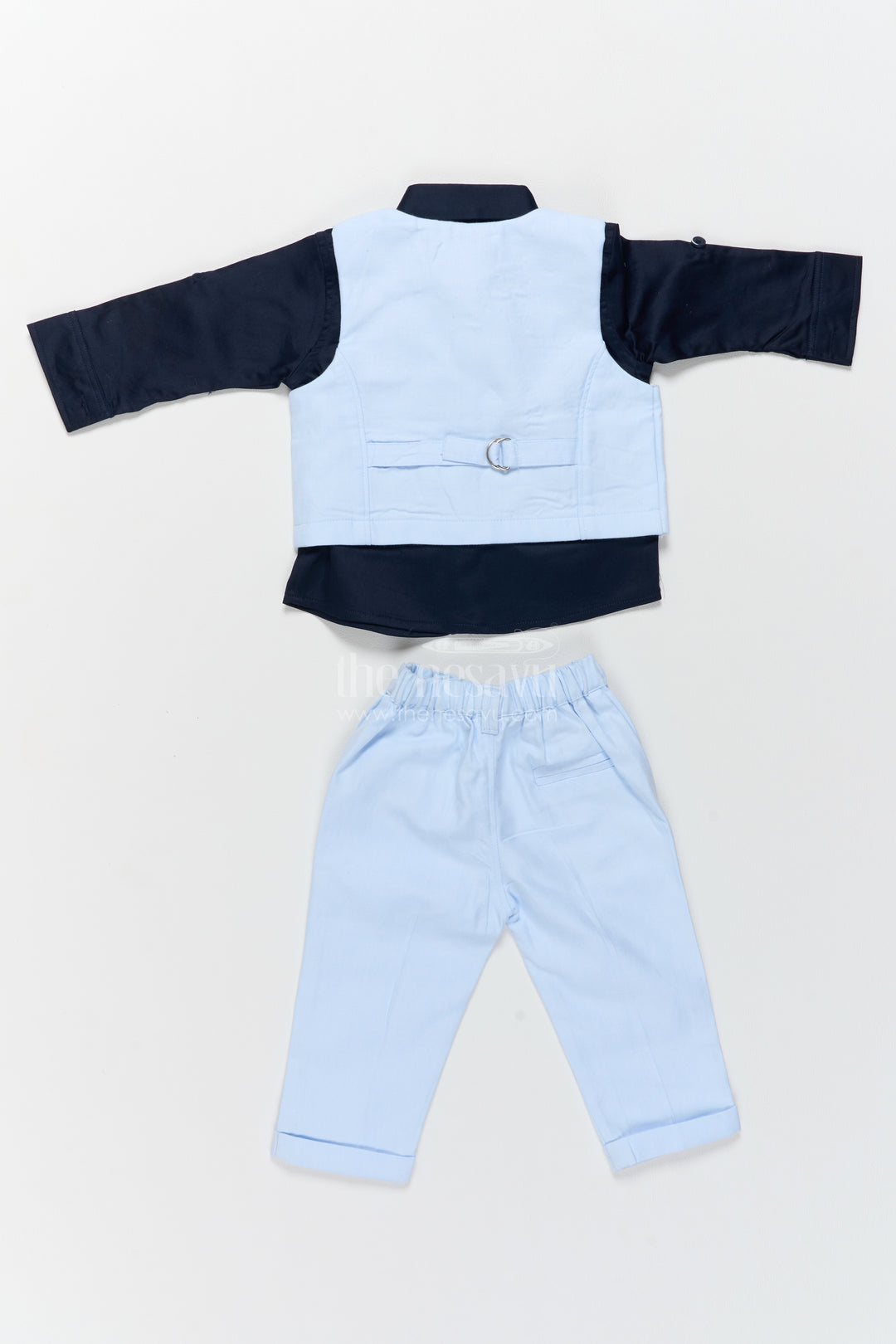 Boys Nehru Jacket Set in Blue with Smart Tailoring