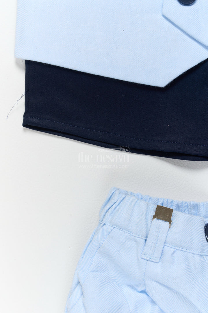 Boys Nehru Jacket Set in Blue with Smart Tailoring