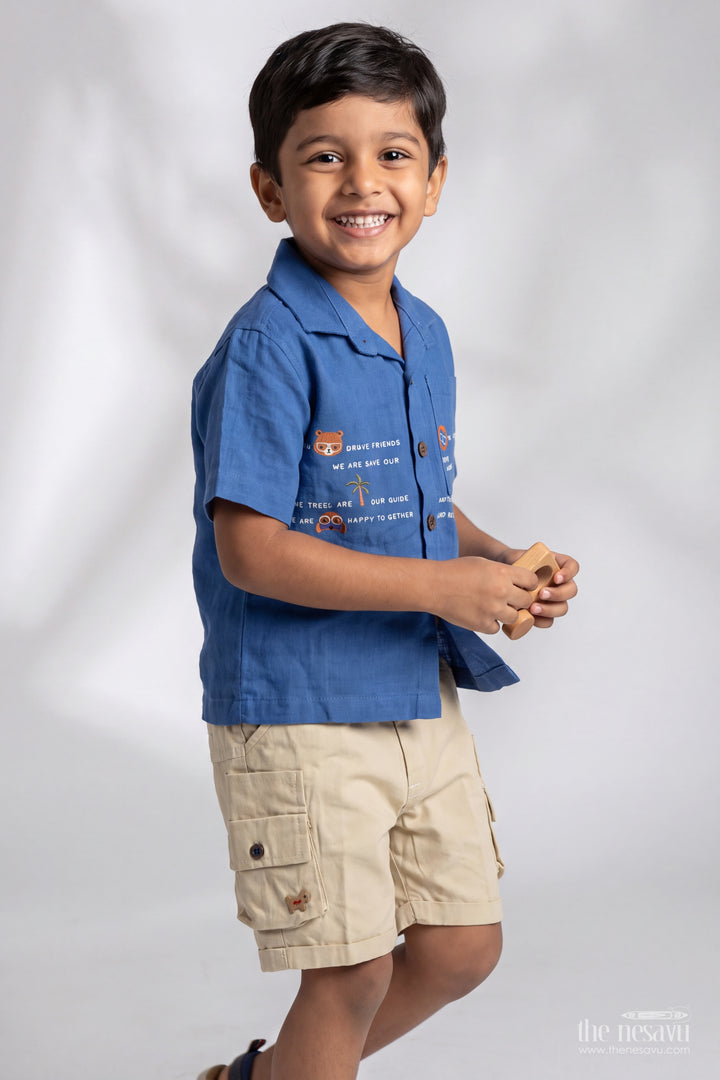 Baby Boy Shirt and Shorts Set in Blue for Celebrations and Photos