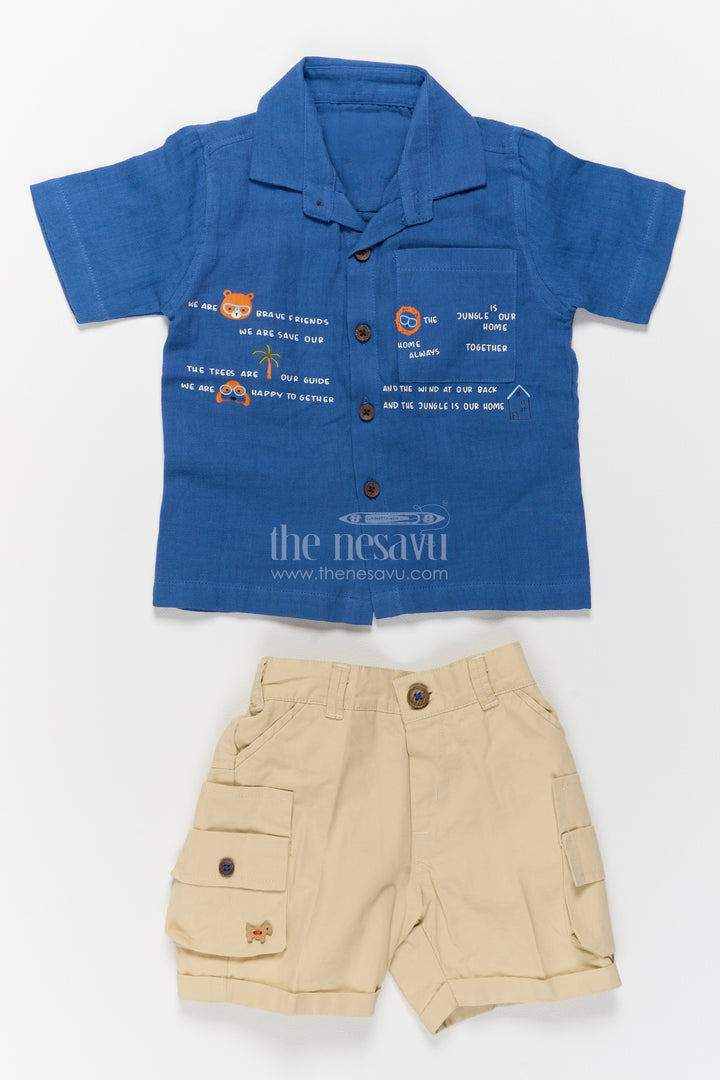 Baby Boy Shirt and Shorts Set in Blue for Celebrations and Photos