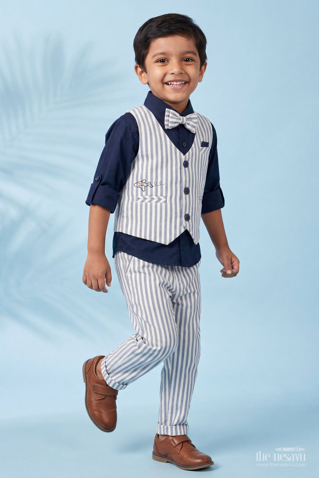 Jacket Kurta Set for Boys in Blue for Celebrations and Photos