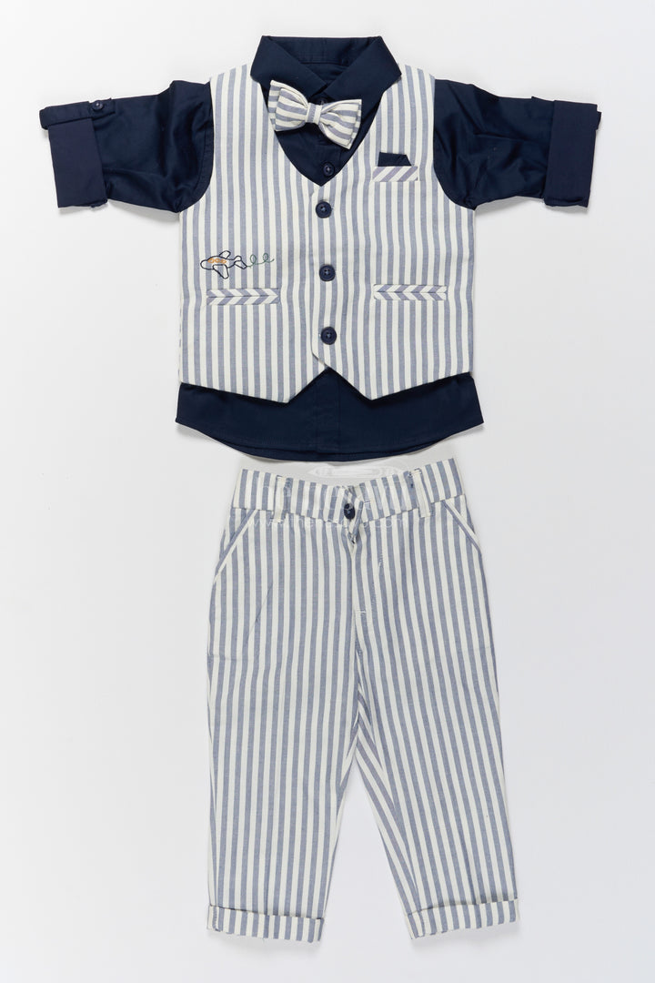 Jacket Kurta Set for Boys in Blue for Celebrations and Photos