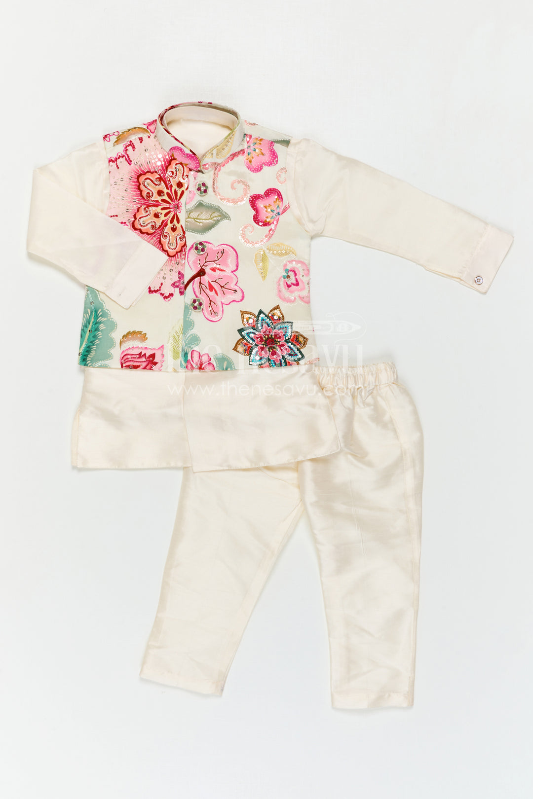 Boys Kurta Set with Jacket for Weddings and Festive Occasions