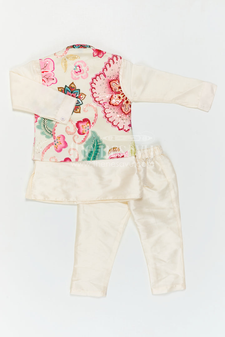 Boys Kurta Set with Jacket for Weddings and Festive Occasions