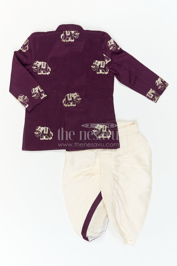 Toddler Boys Elephant Embroidery Kurta Set for Weddings