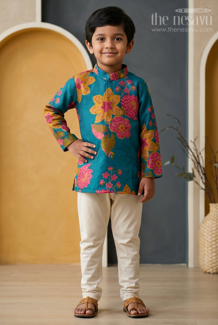 Boys Floral Kurta Set for Festive Family Celebrations