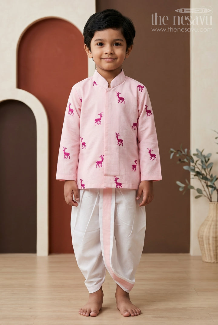 Boys Embroidered Dothi Set for Festive Family Celebrations