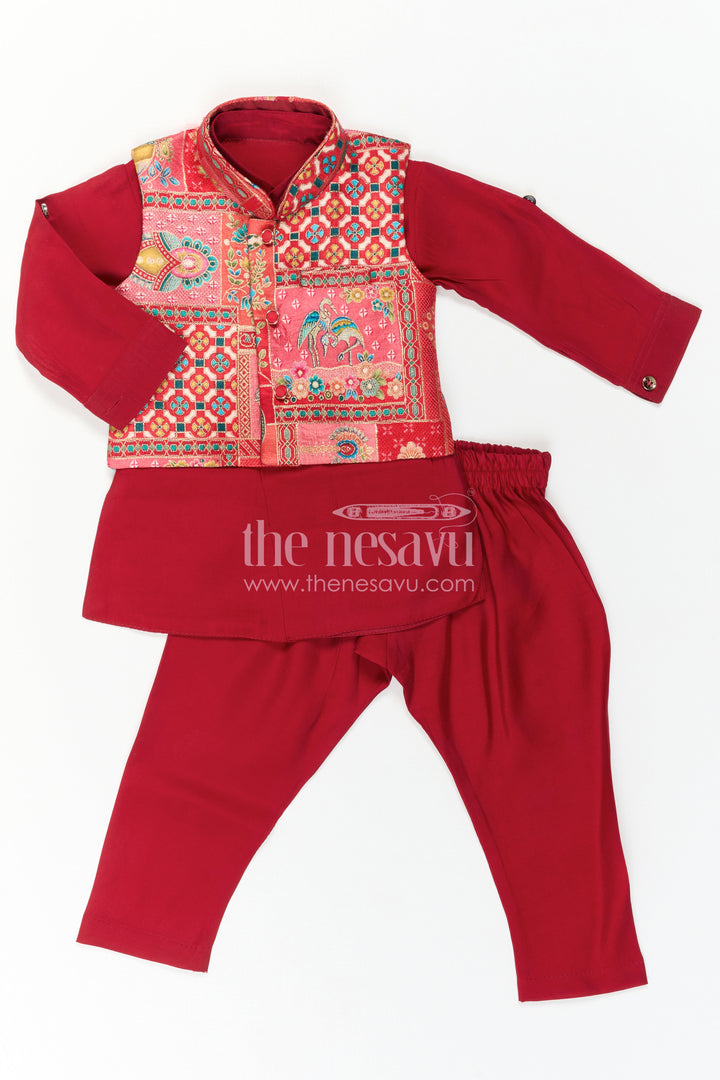 Boys Kurta Jacket Set for Festive Occasions and Family Weddings