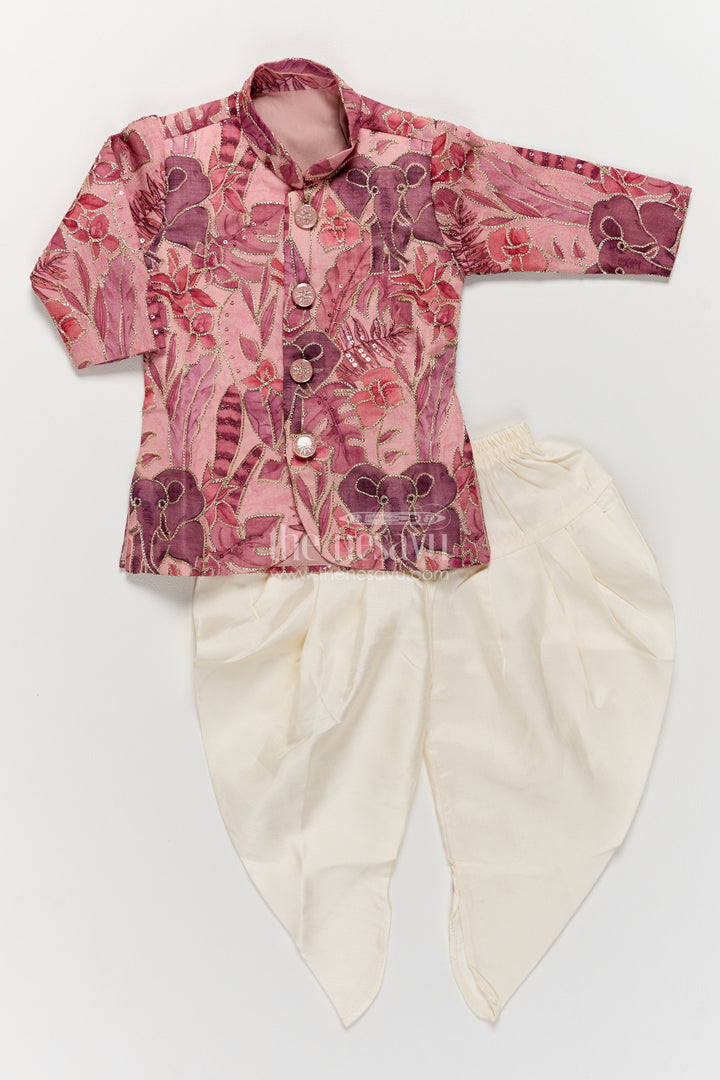 Kids Ready Made Dhoti Set with Sequin Work for Weddings and Parties