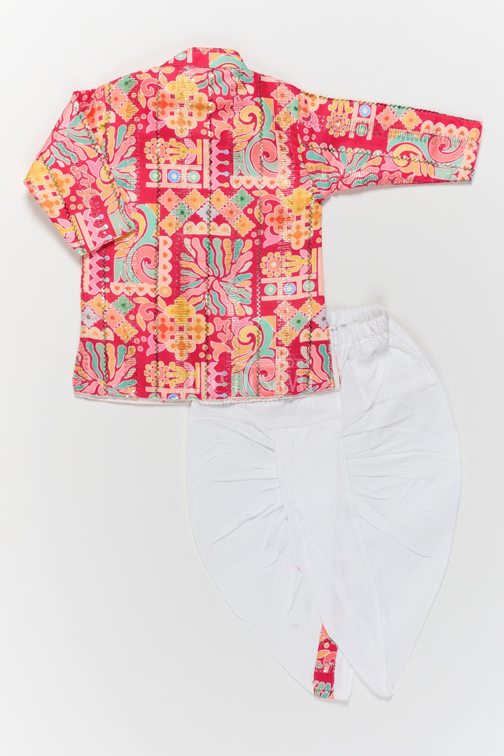 Kids Ready Made Dhoti Set in Red for Celebrations and Photos