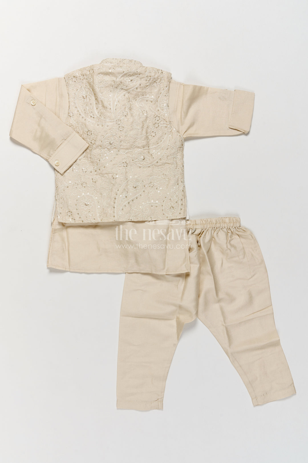 Boys Nehru Jacket Set with Thread Embroidery for Family Functions