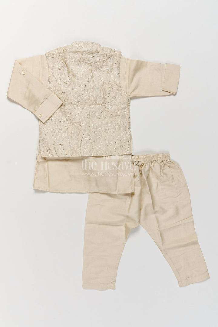 Boys Nehru Jacket Set with Thread Embroidery for Family Functions
