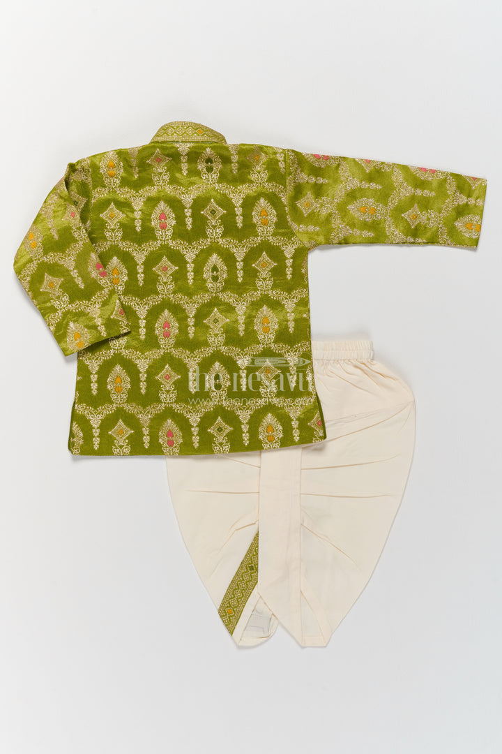 Pattu Pancha Set with Green Designer Detailing for Special Occasions