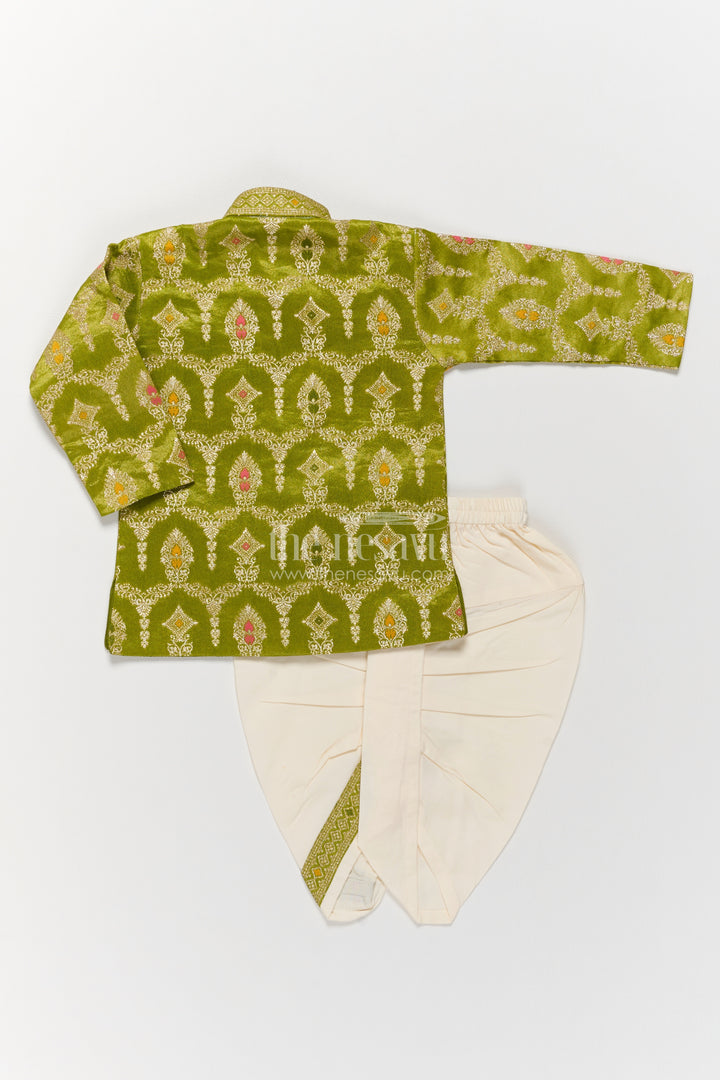 Pattu Pancha Set with Green Designer Detailing for Special Occasions