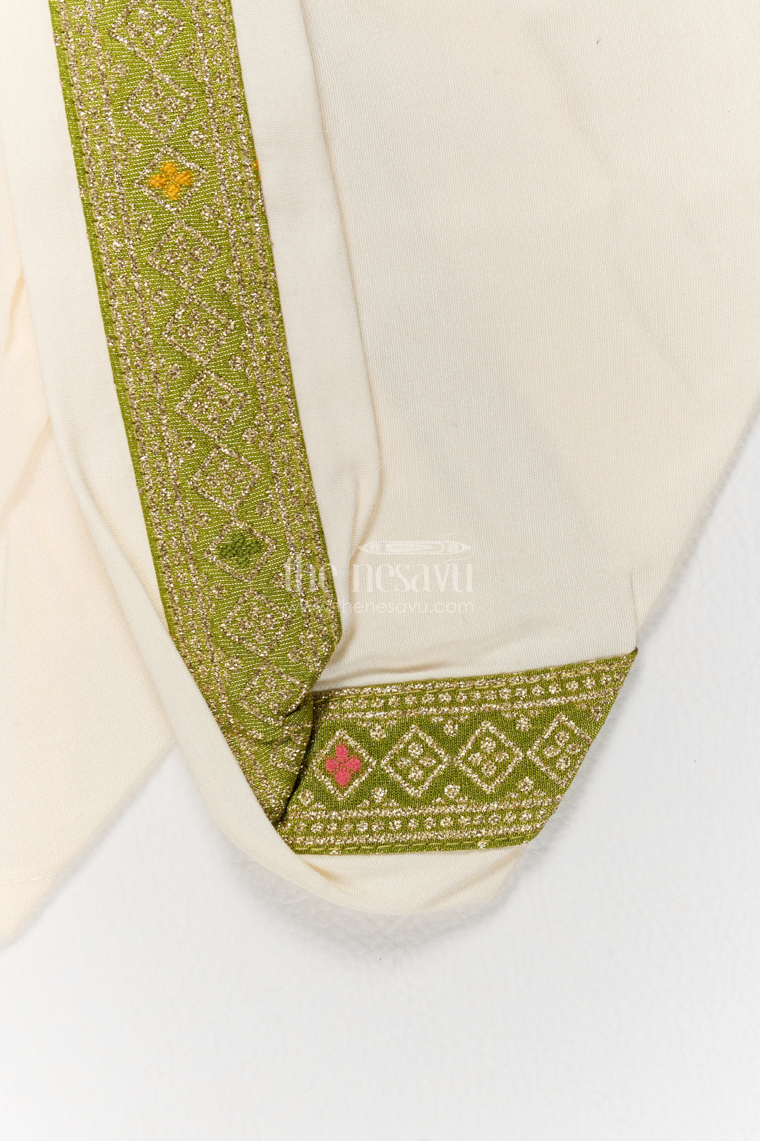 Pattu Pancha Set with Green Designer Detailing for Special Occasions