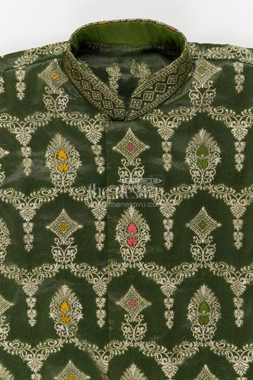 Kids Ready Made Dhoti Set for Celebrations with Green Designer Detailing