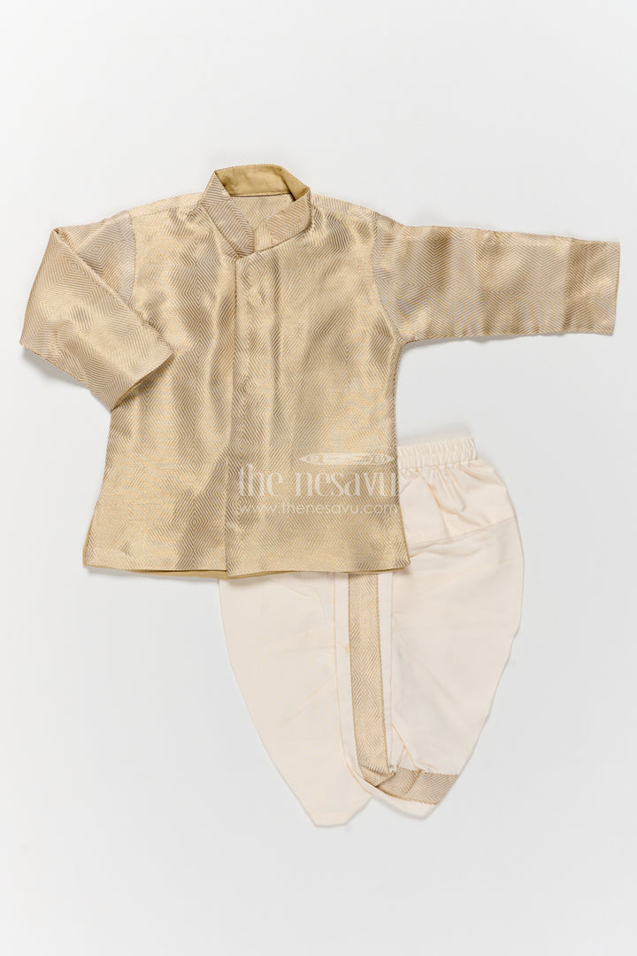 Boys Dhoti Kurta Set with Gold Designer Detailing for Celebrations