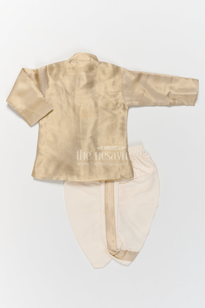 Boys Dhoti Kurta Set with Gold Designer Detailing for Celebrations