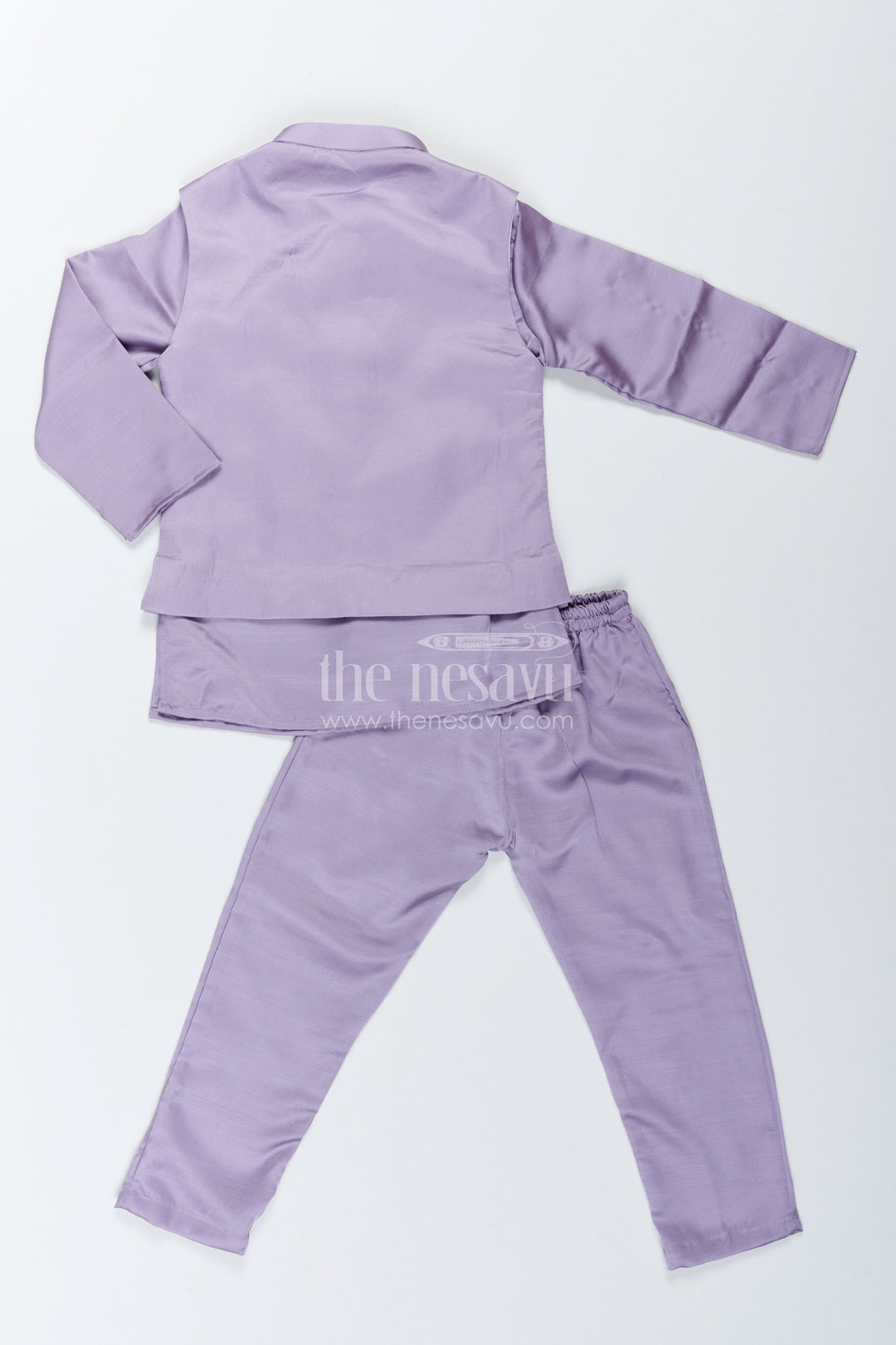 Boys Ethnic Jacket Set with Elephant Detailing in Purple