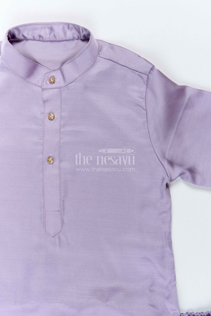 Boys Ethnic Jacket Set with Elephant Detailing in Purple