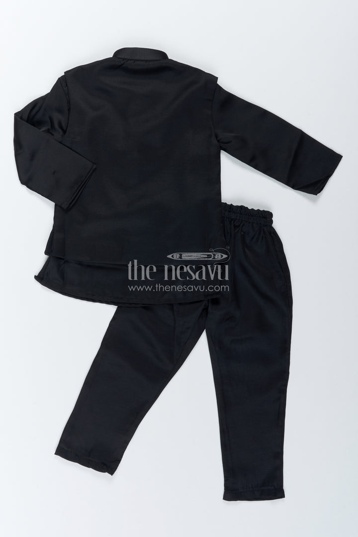 Boys Ethnic Jacket Set with Black Stone Work for Special Occasions