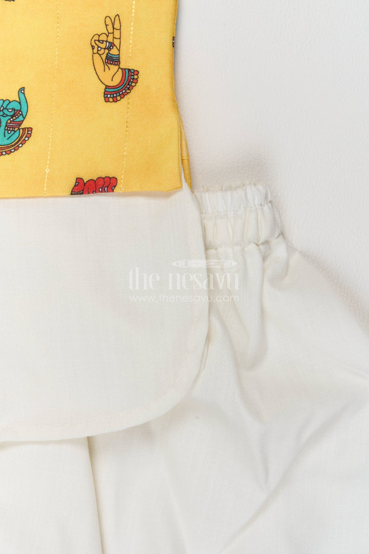 Boys Ethnic Jacket Set for Kids with Designer Detailing in Yellow