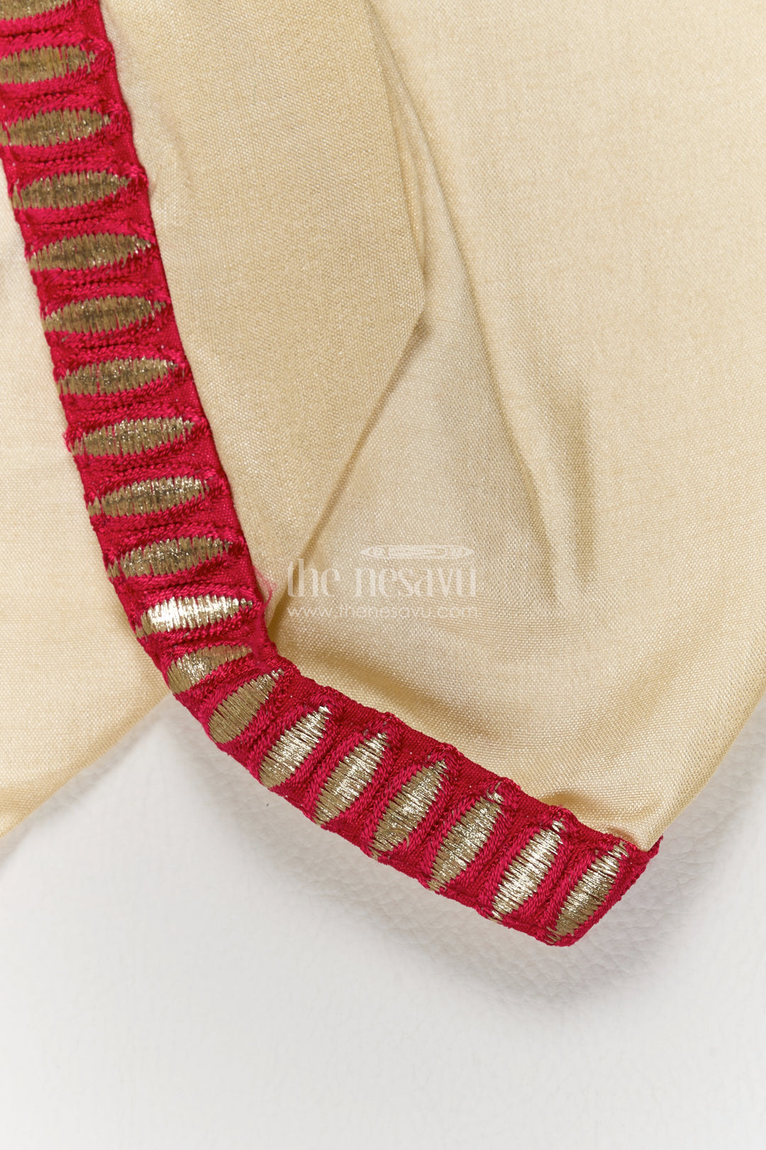 Pattu Pancha Set in Red with Elephant Detailing for Family Functions