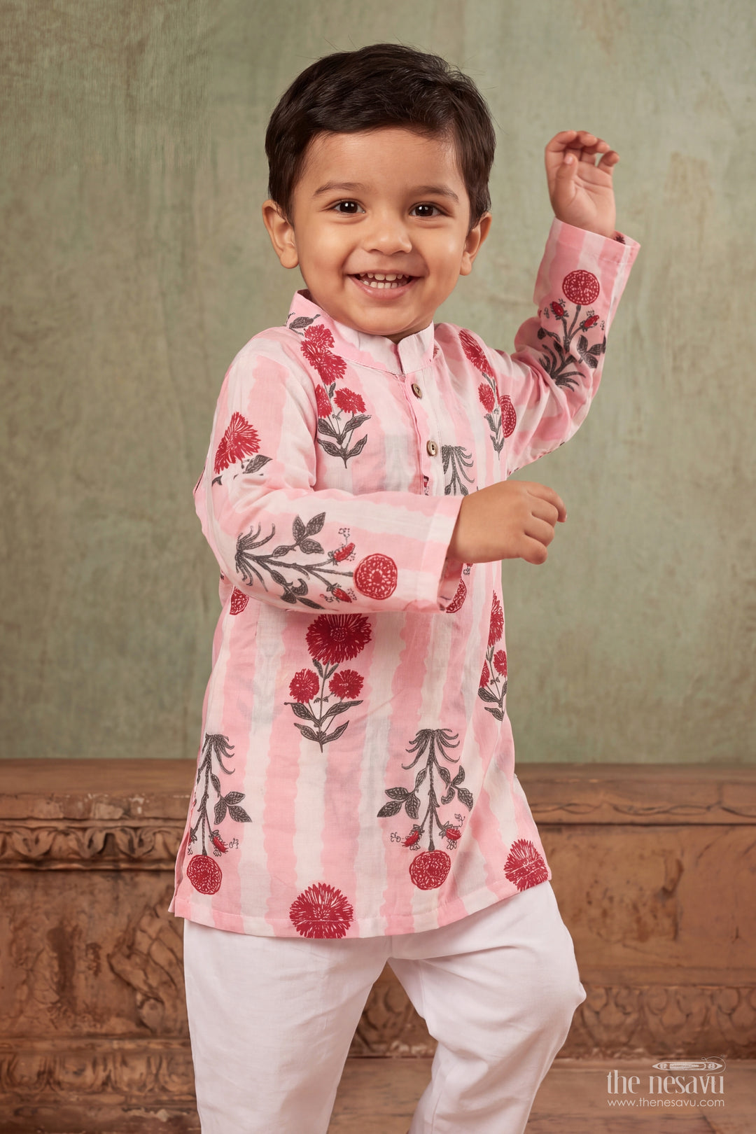 Boys Kurta Pajama Set in Pink for Special Functions