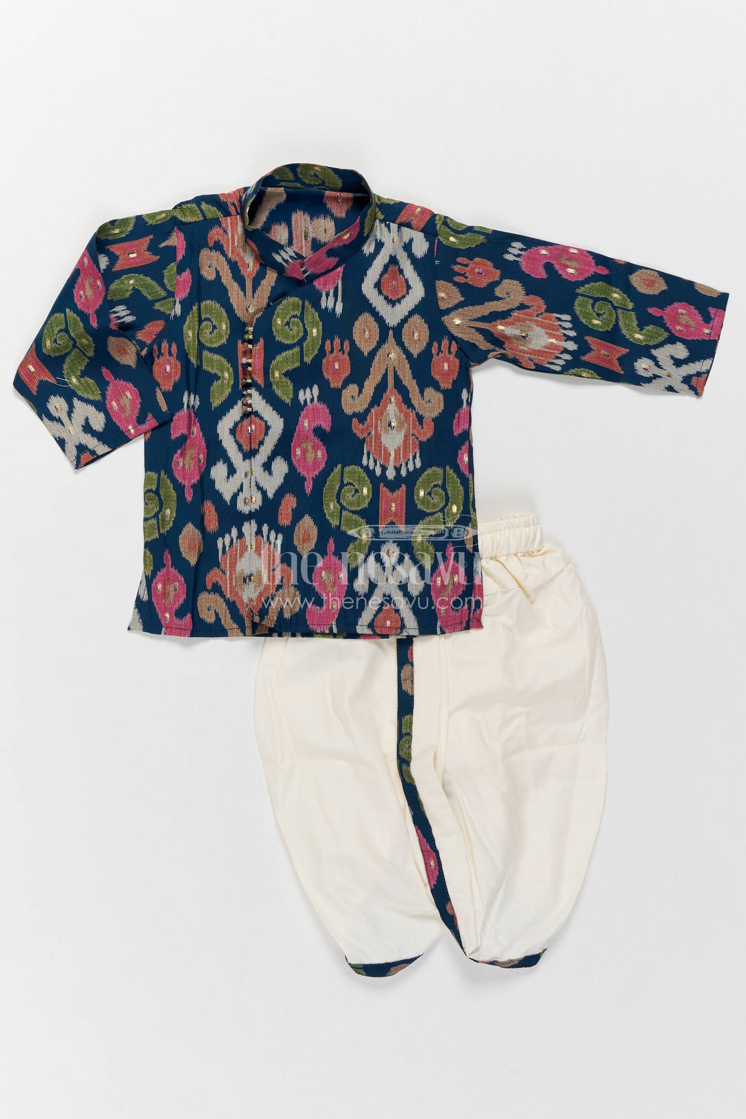Boys Dhoti Kurta Set for Kids with Digital Print in Blue