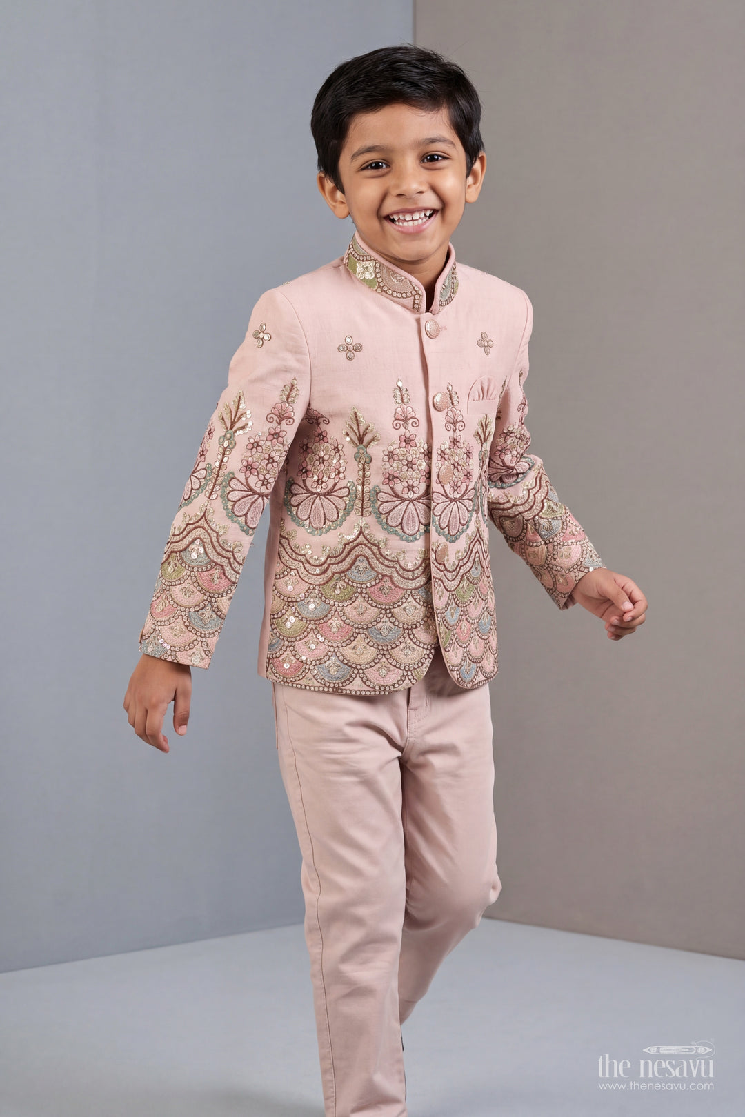 Sherwani for Kids with Thread Embroidery for Festive Occasions
