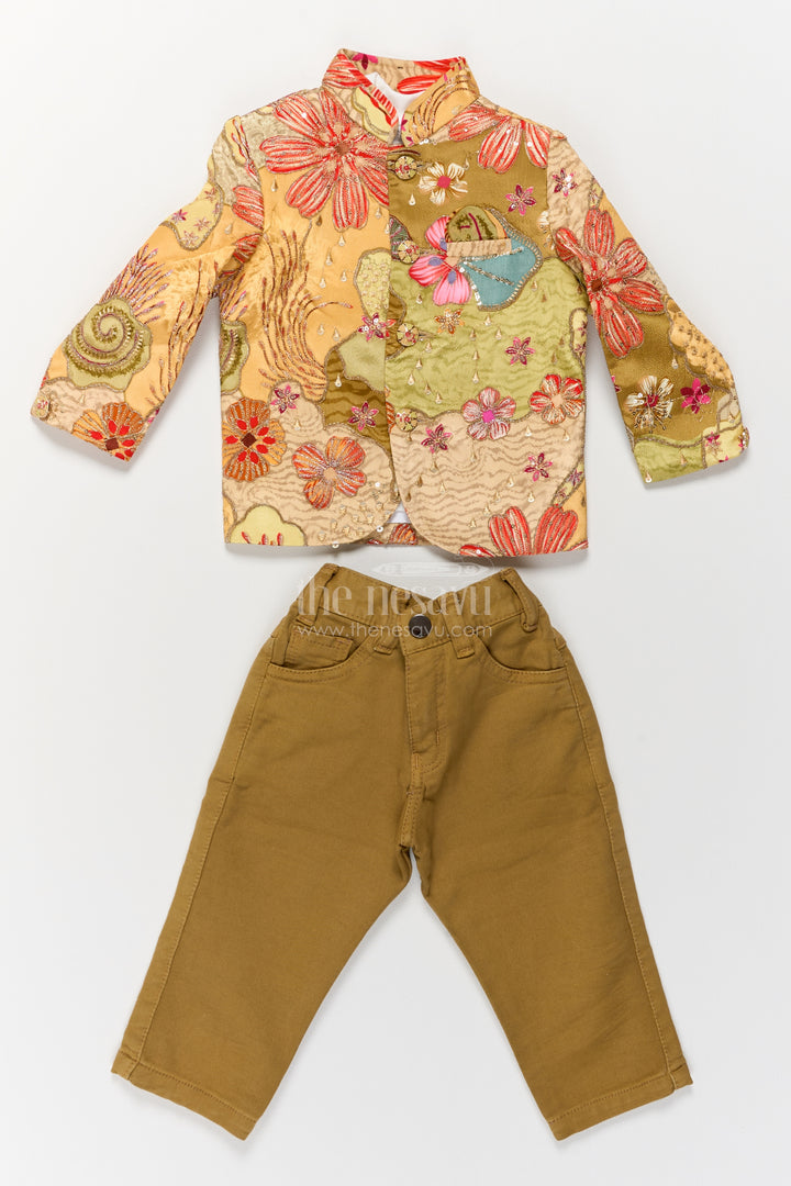 Sherwani for Kids in Yellow for Family Celebrations