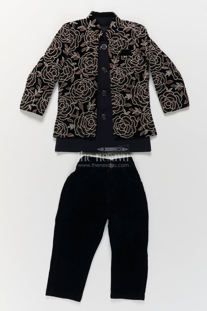 Boys Sherwani Set in Black for Special Functions
