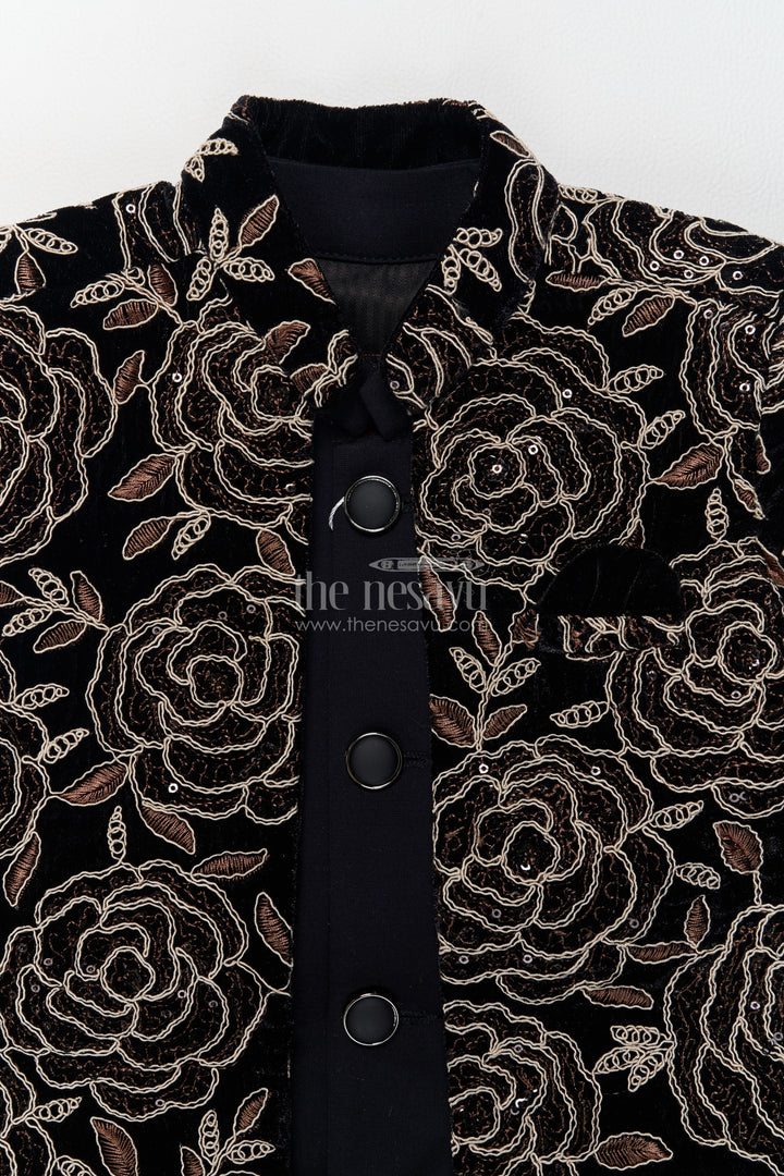 Boys Sherwani Set in Black for Special Functions