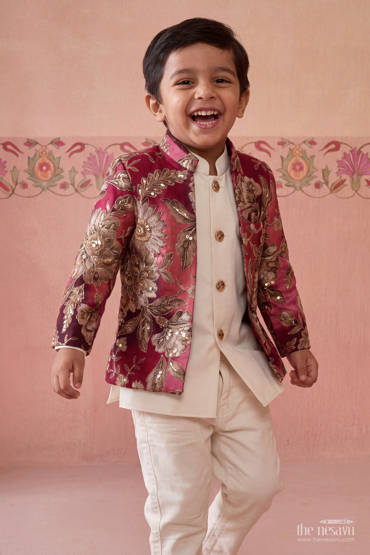Kids Wedding Sherwani with Thread Embroidery for Weddings and Parties