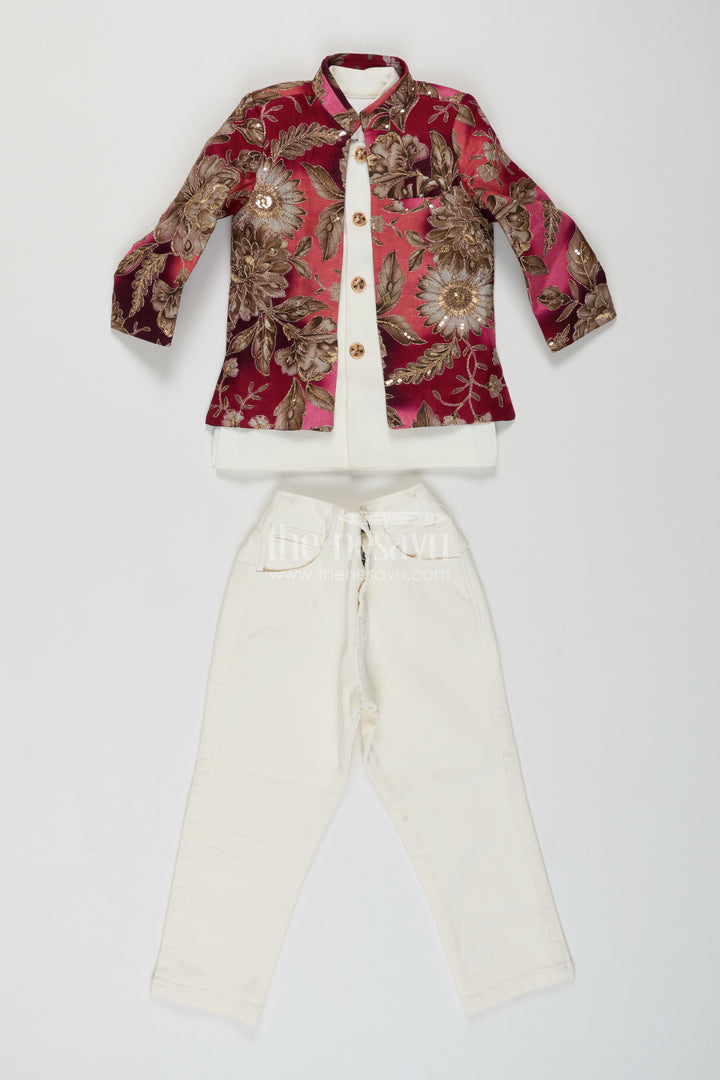 Kids Wedding Sherwani with Thread Embroidery for Weddings and Parties