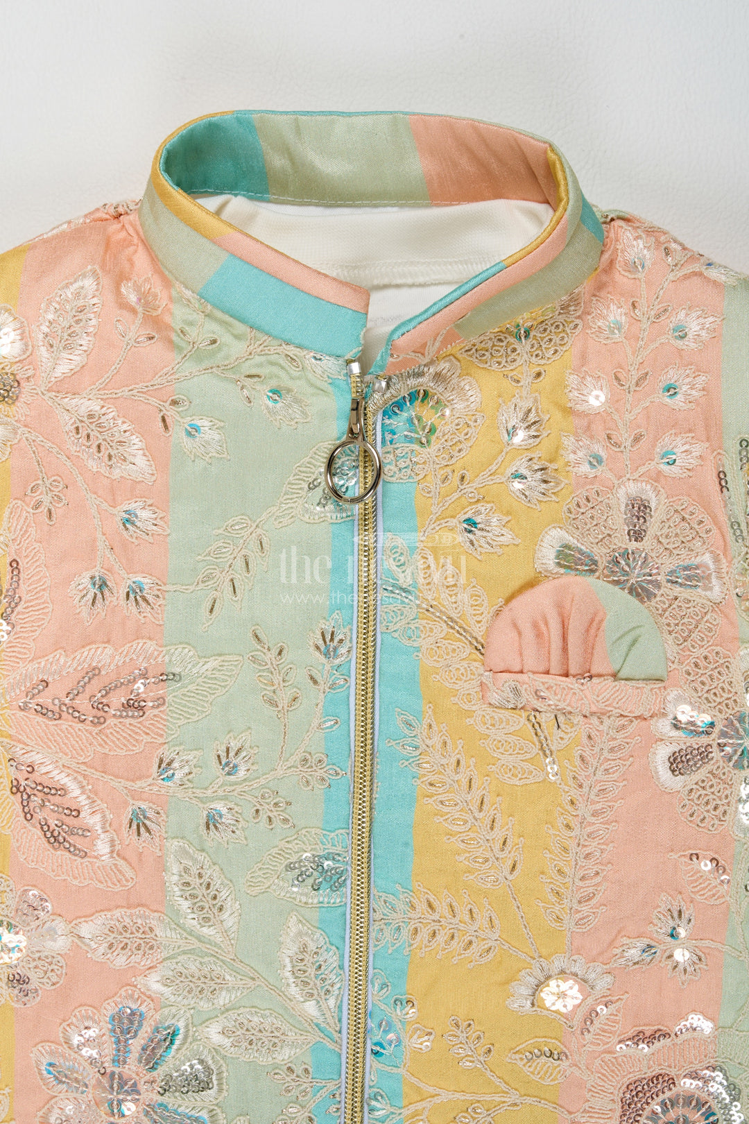 Boys Sherwani Set with Thread Embroidery for Family Functions